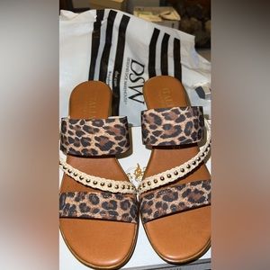 Italian shoemaker leopard and macrame wedges